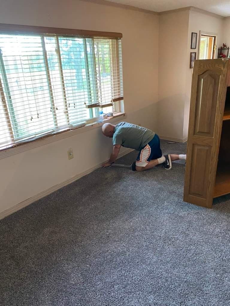 Floor joist and structural home repair work with floor installation then carpet installation