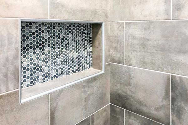 Porcelain tile installation with subfloor repair in Central Arkansas